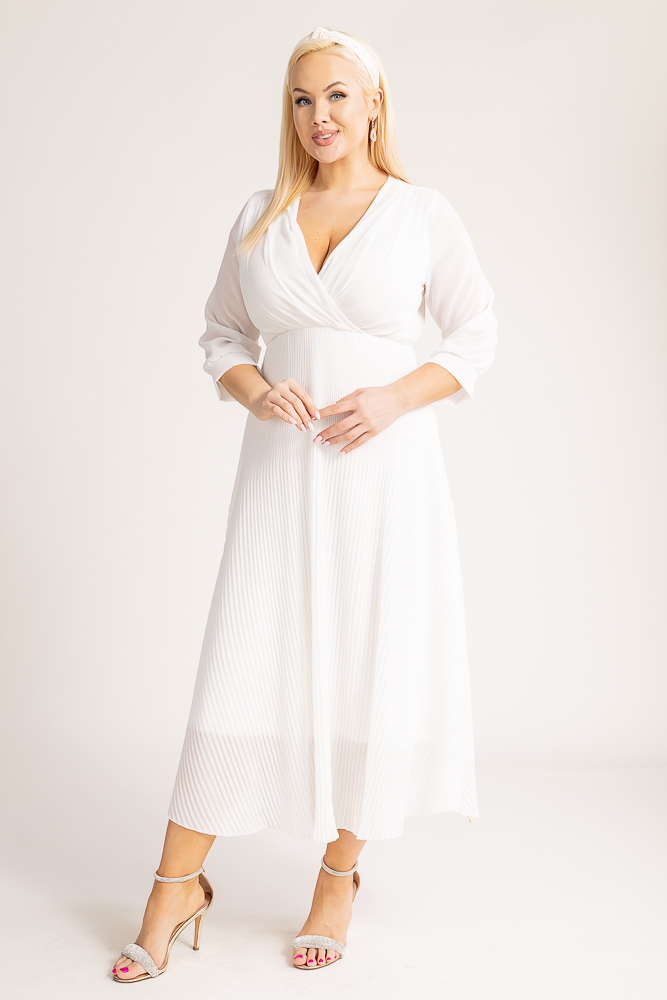 Biała Sukienka plisowana KEMELI