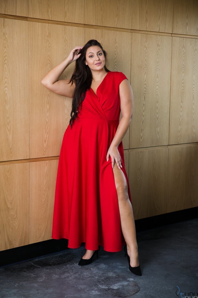Czerwona Sukienka LOREDANA Plus Size
