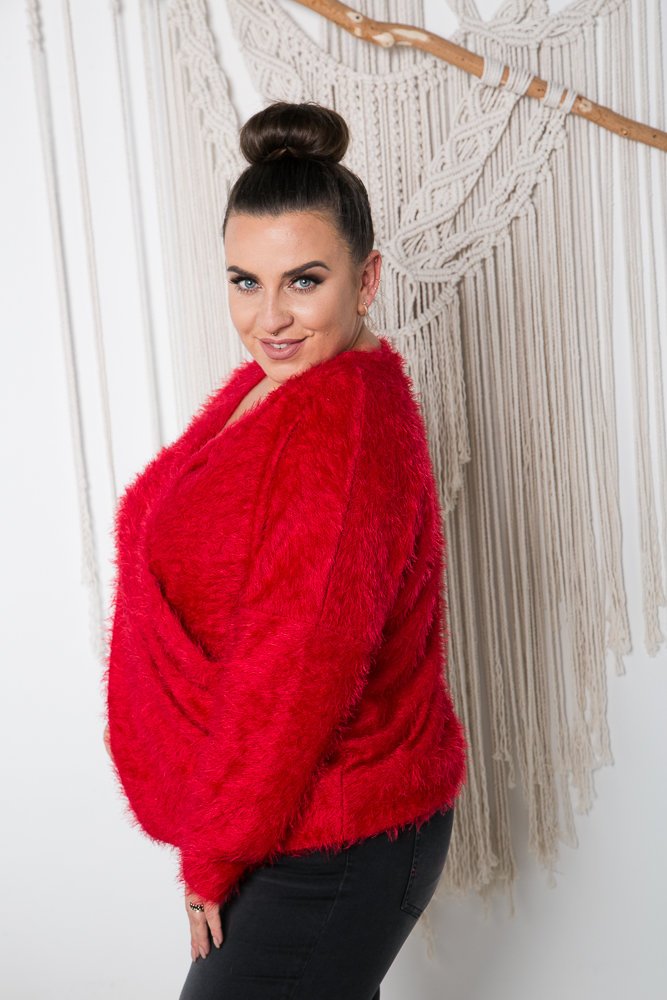 Czerwony Sweter FABIOLA Plus Size 