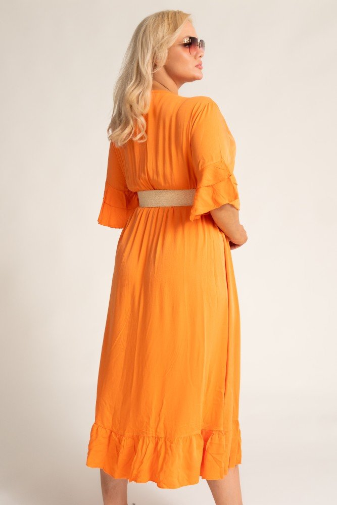 Pomarańczowa Sukienka odcinana AMORENA